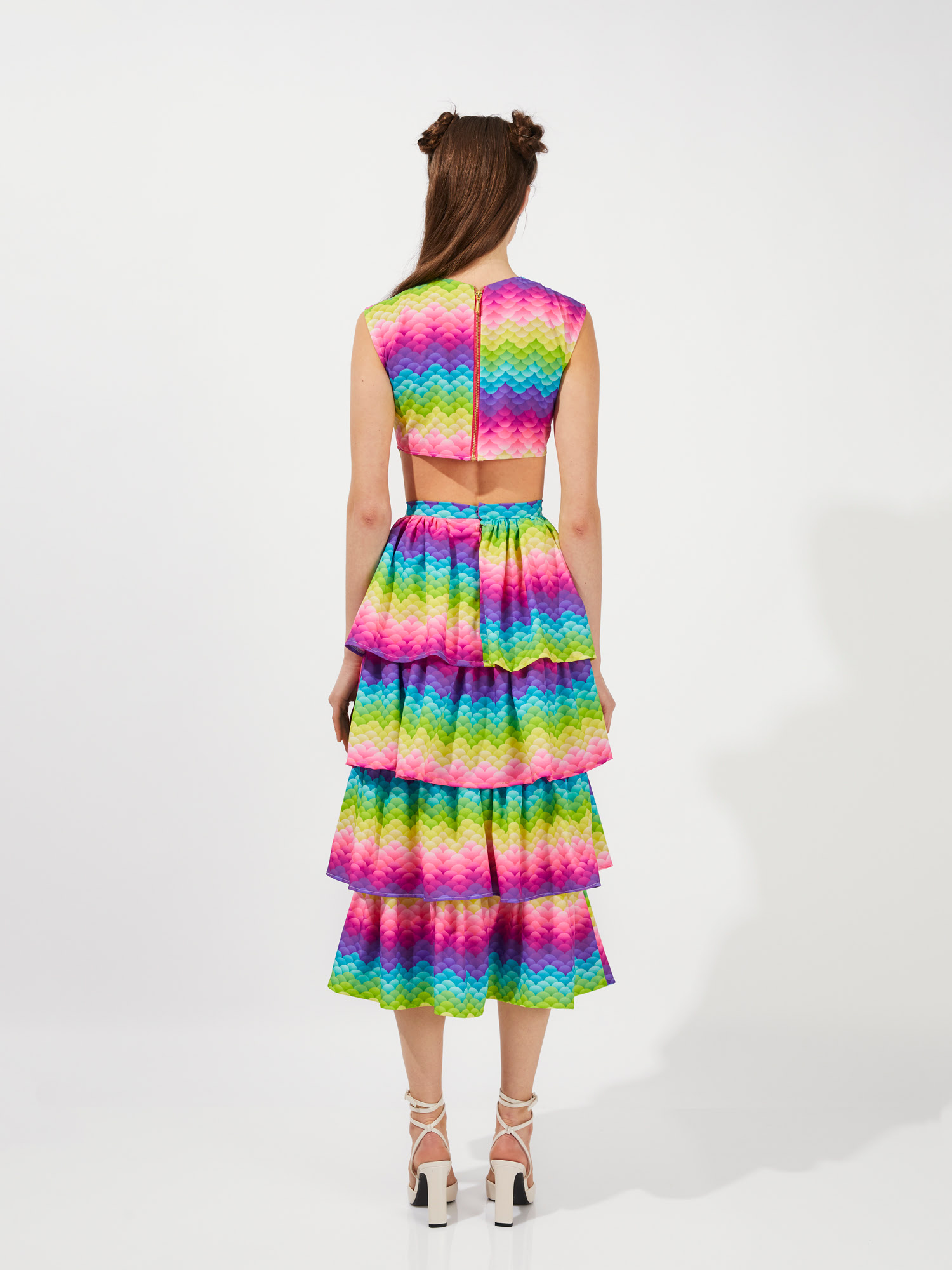 A00195.. Ruffled Maxi Dress - Rainbow Magic - Image 3