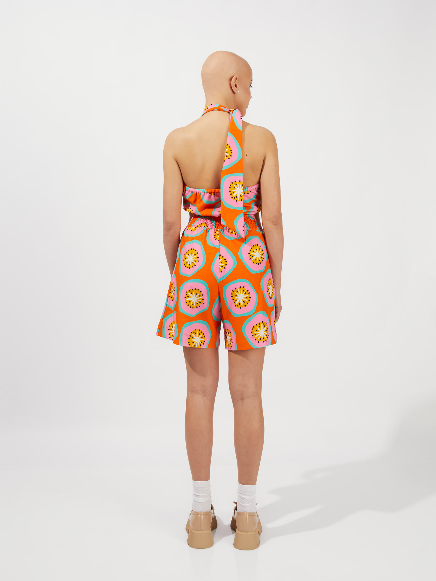 A00197.. Cut Out Zip Culotte - Melon Bow - Image 3