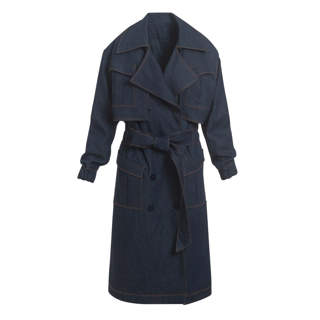 A00218 Denim Trench Coat - Image 1