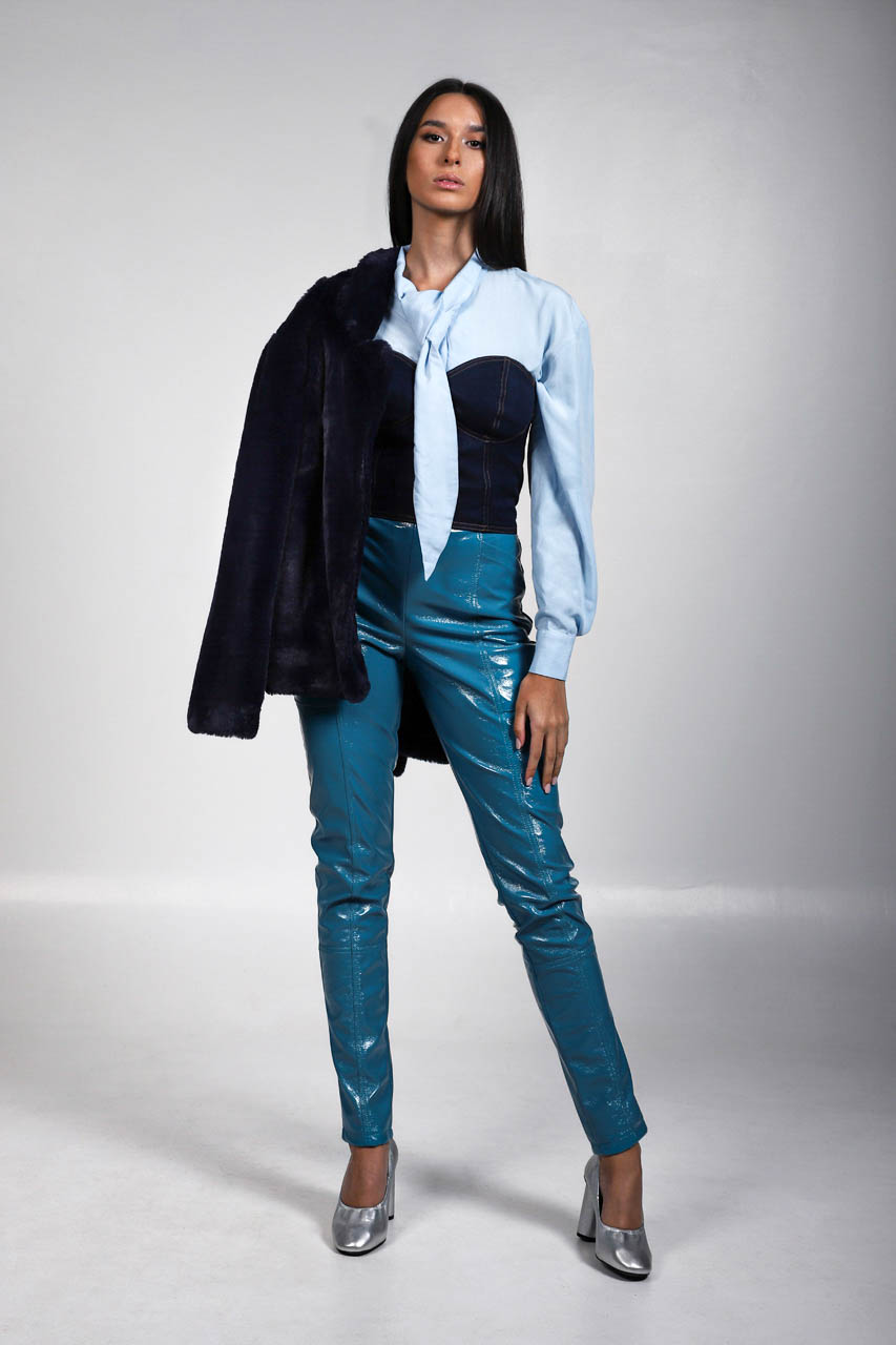A00249 TIE SHIRT_A00257 FUR BLUE_A00264 LEGGING PETROL_FRONT 2-2 FUR BLUE - ΓΟΥΝΙΝΟ ΣΑΚΑΚΙ - Image 3