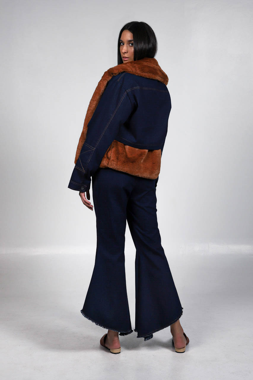 A00266 BELL BOTTOMS_A00256 FUR CAMEL_A00255 DENIM CROP JACKET_BACK-2 DENIM CROP JACKET - Image 8