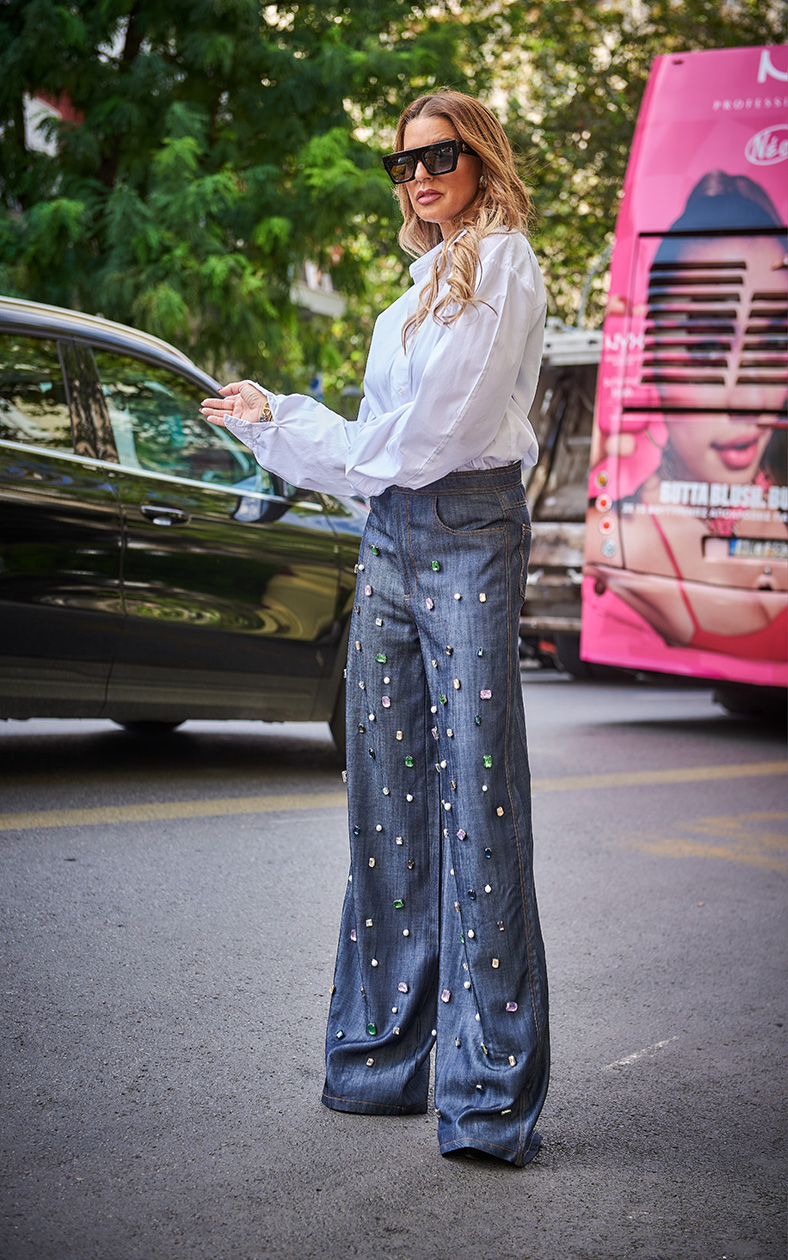 A00309 0_1260 Denim Παντελόνι Με Διακοσμητικές Πέτρες - Image 1