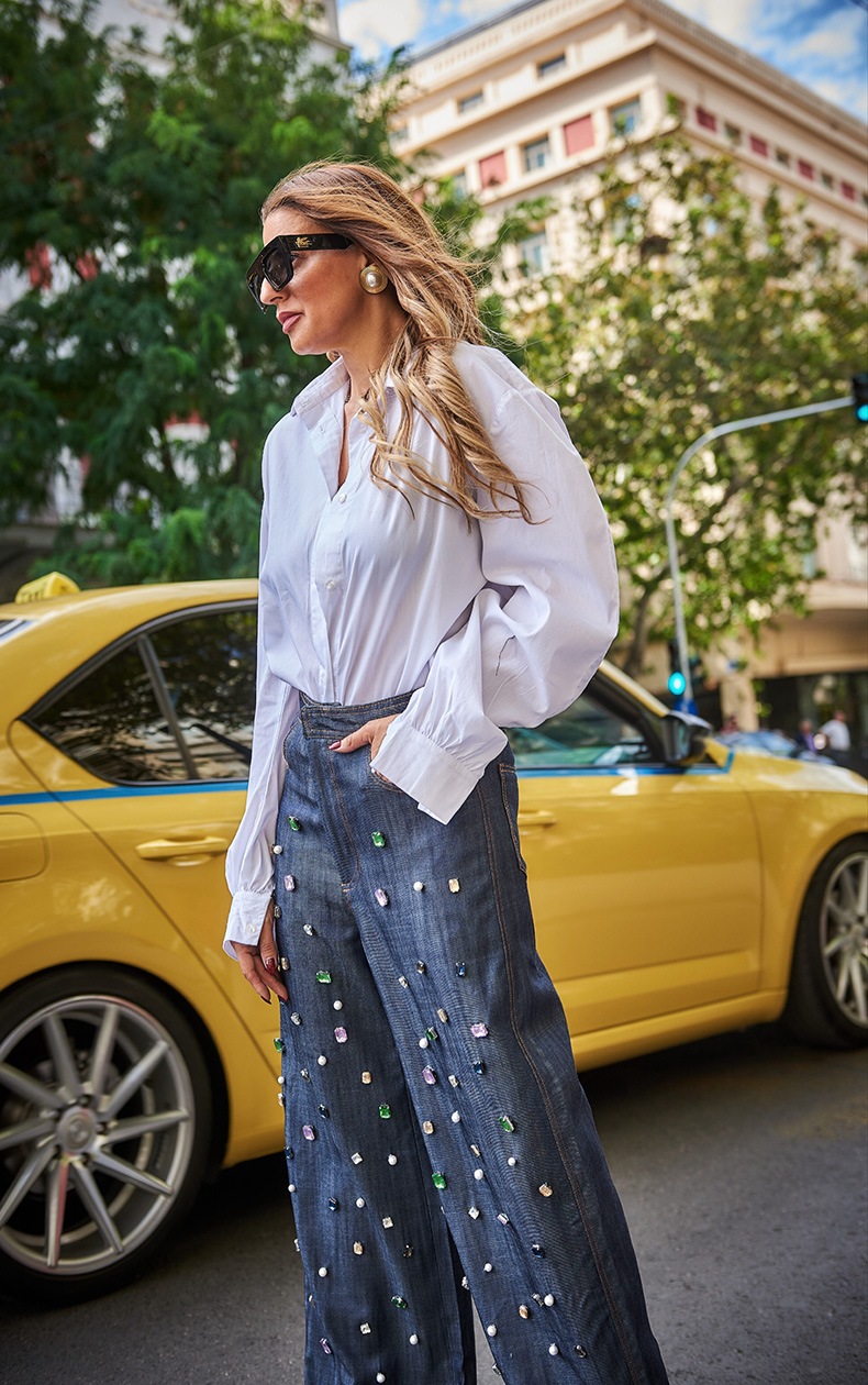 A00309_1260 Denim Παντελόνι Με Διακοσμητικές Πέτρες - Image 2